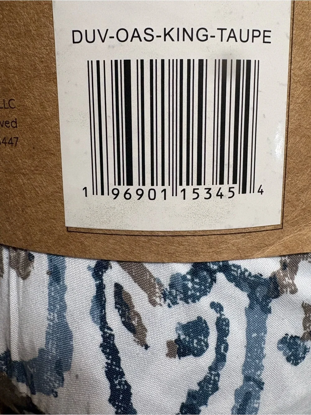 Patterned Duvet Cover Set in Blue and Taupe - 3-Piece